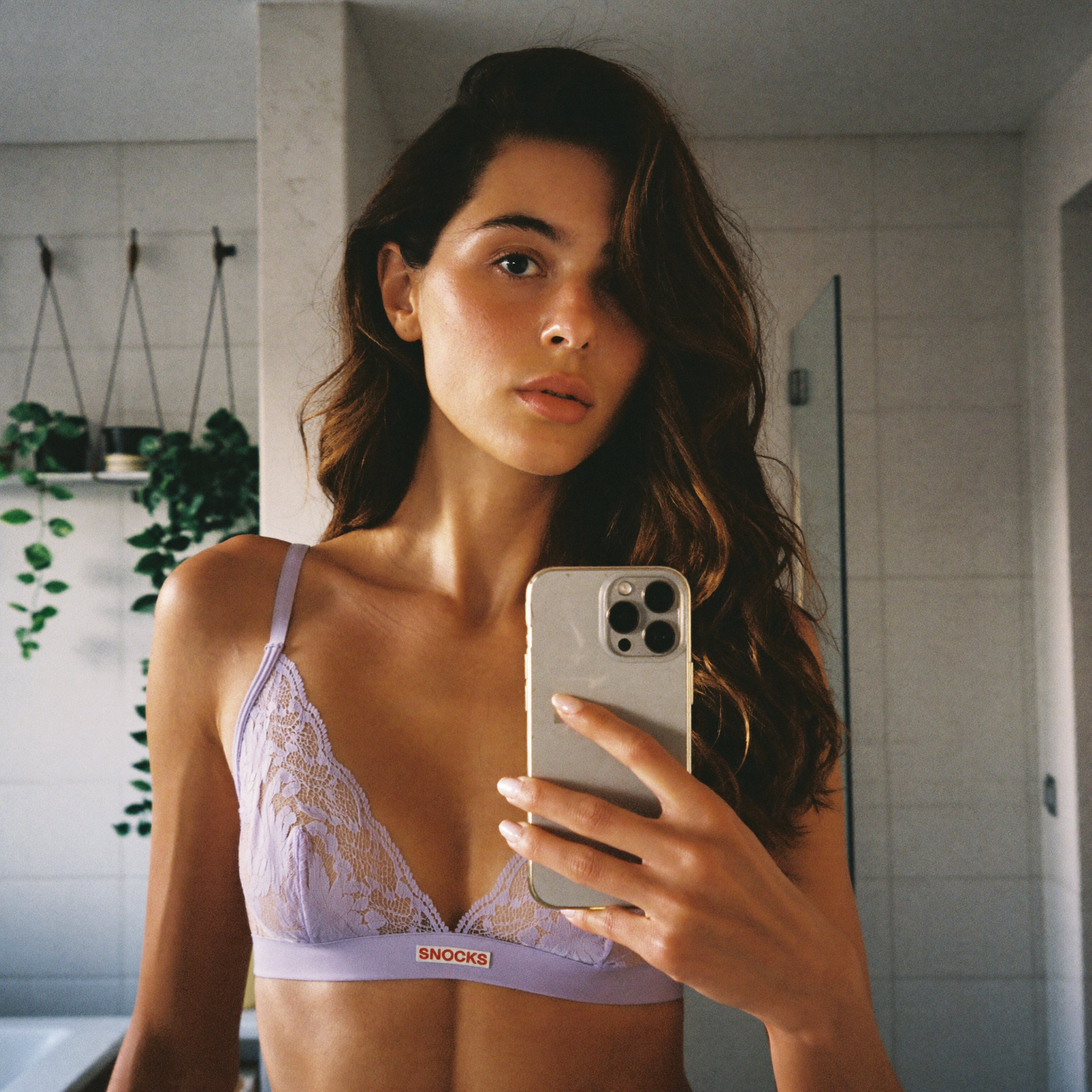 Lila Lace-Bra — Bathroom Selfie
